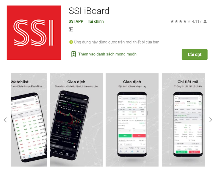 App chơi chứng khoán cho android, SSI iBoard