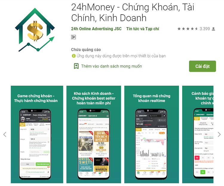 App chứng khoán Việt Nam, ứng dụng 24hMoney