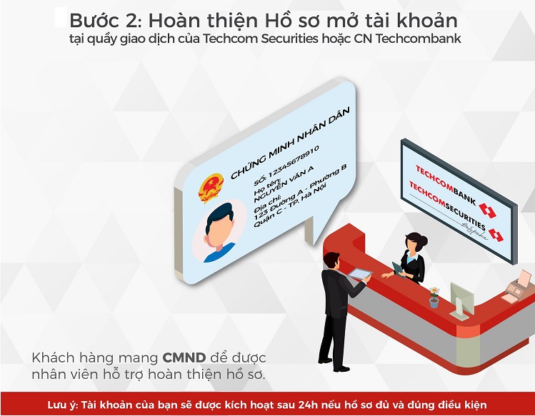 Mở tài khoản chứng khoán Techcombank tại quầy giao dịch